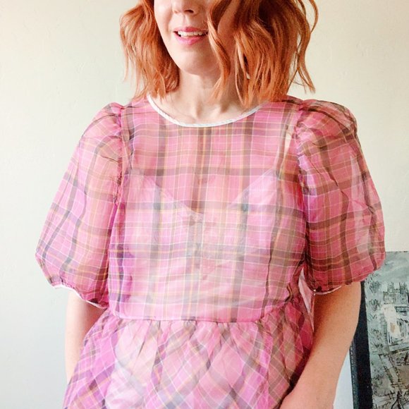 NWT aritizia plaid babydoll blouse, small - Picture 2 of 11